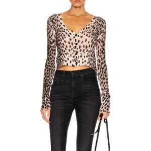 R13 Distressed Baby Cardigan – Cheetah – Size S